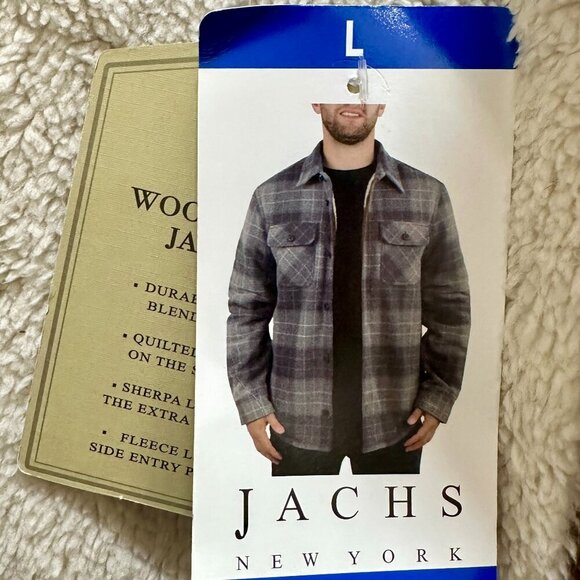 Jachs New York Men's Wool Blend Sherpa Lined Jacket Size L Plaid Warm NEW - Picture 6 of 16